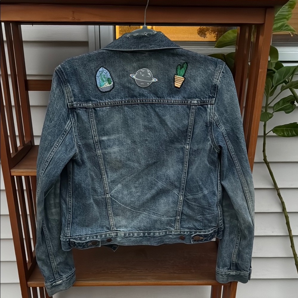 Gap Jean Jacket with Custom Hand-Sewn Patches